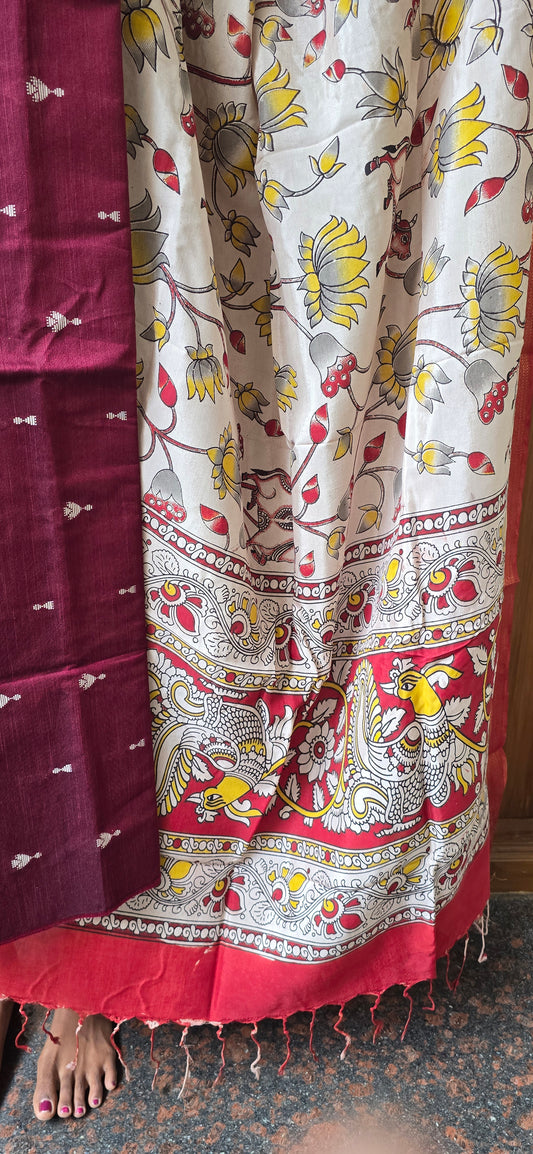 Raw silk with Chennuri silk Dupatta - RC03