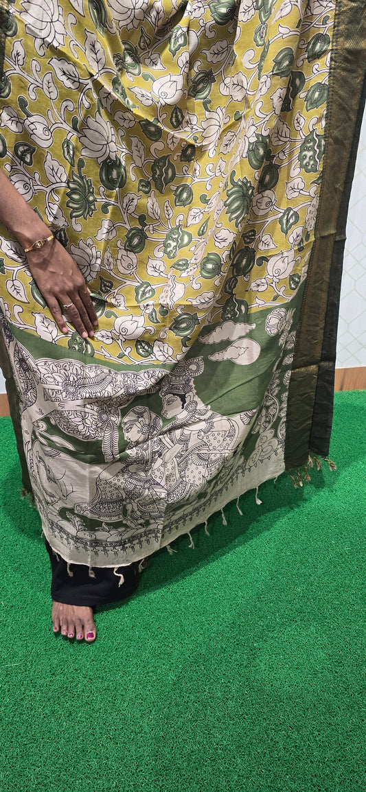 Chennuri Kalamkari Silk Dupatta - P06