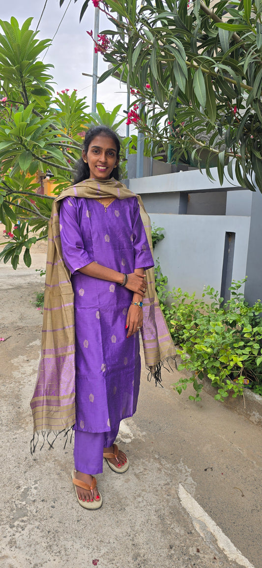 Pure Cotton Ready-made 3 piece set - 4