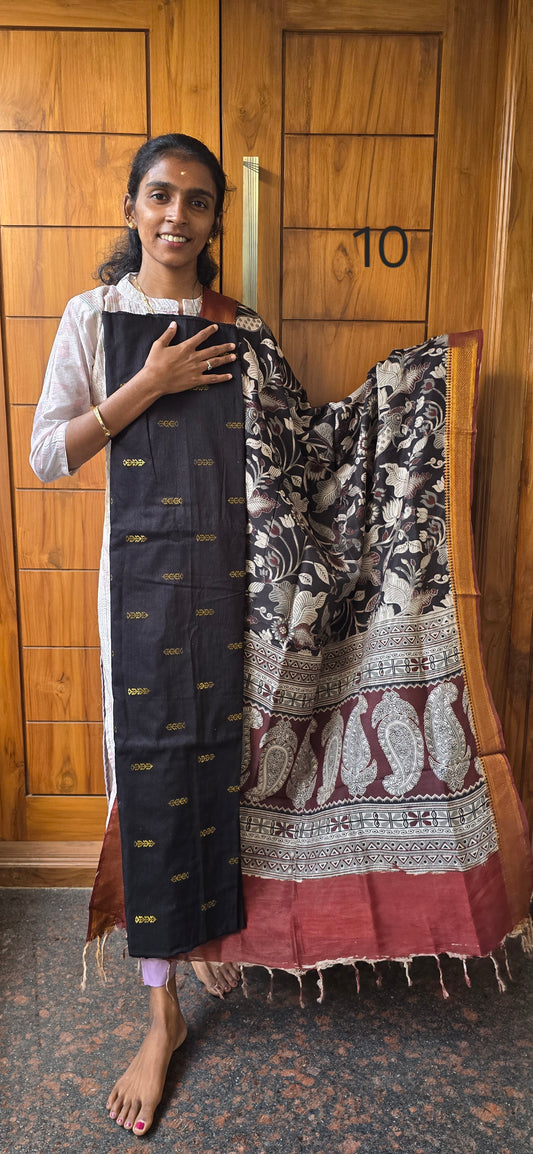 Raw silk with Chennuri silk Dupatta - RC10