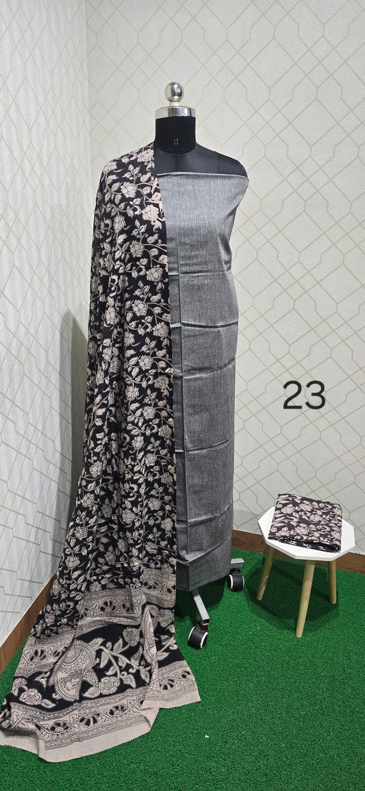 Kalamkari 3 piece Cotton suit - 23