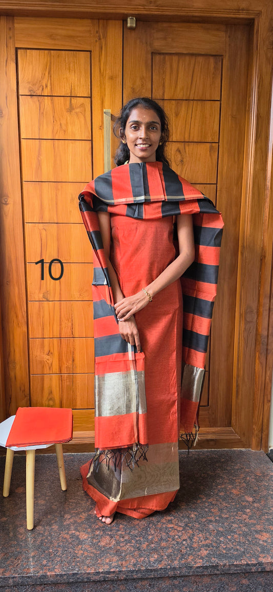 Semi Silk Cotton Suit  - 10