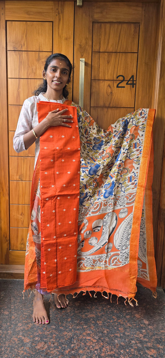 Raw silk with Chennuri silk Dupatta - RC24