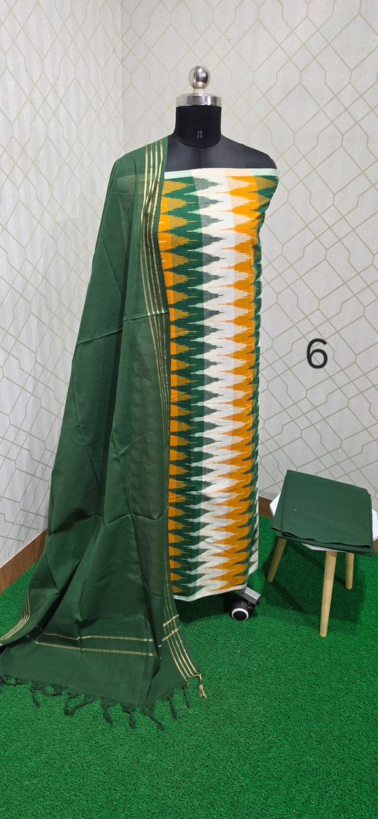 Geometric chevron Ikkat Cotton Suit - 06