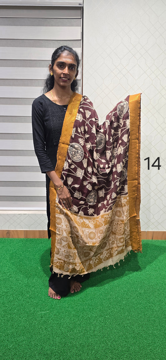 Chennuri Kalamkari Silk Dupatta - P14