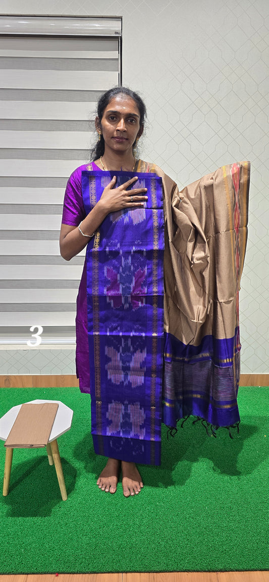 Pochampalli Ikkat Sico with border dupatta - PIS03