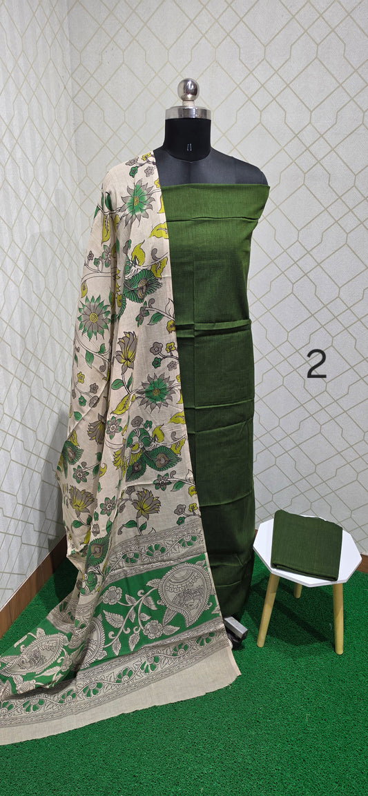 Nagari Special Kalamkari 3 piece Cotton suit - 02