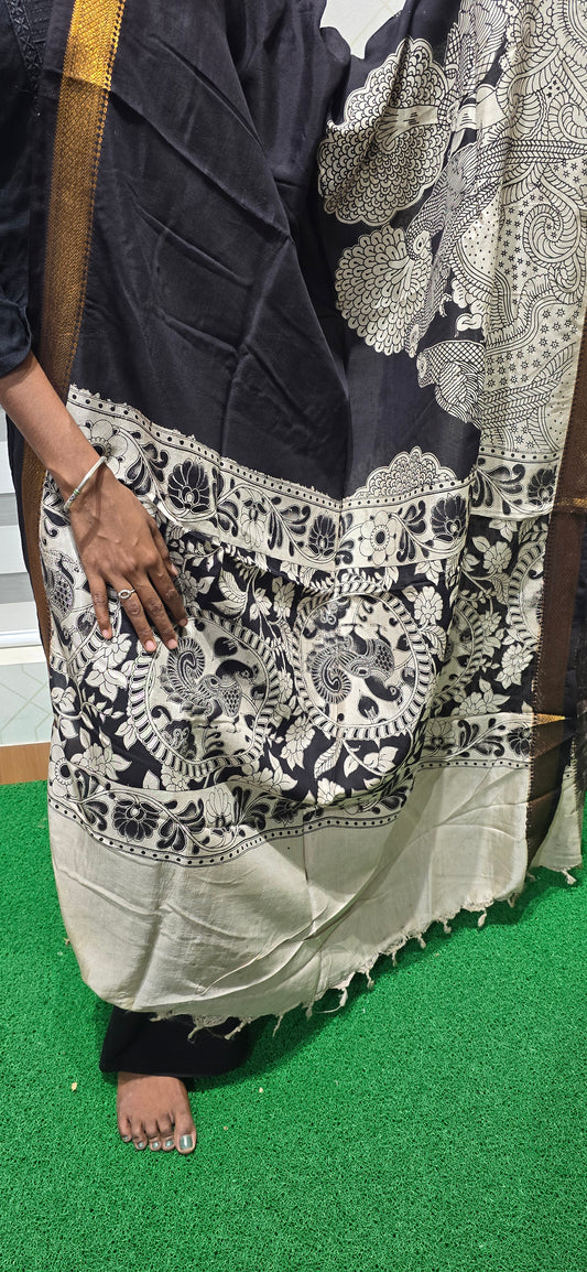 Chennuri Kalamkari Silk Dupatta - P13