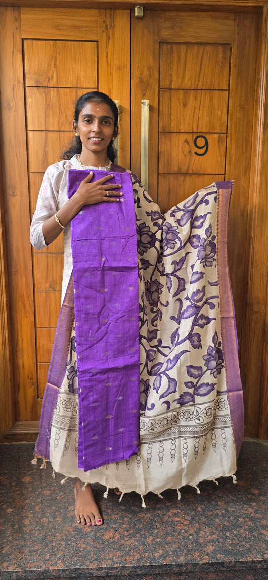 Raw silk with Chennuri silk Dupatta - RC09