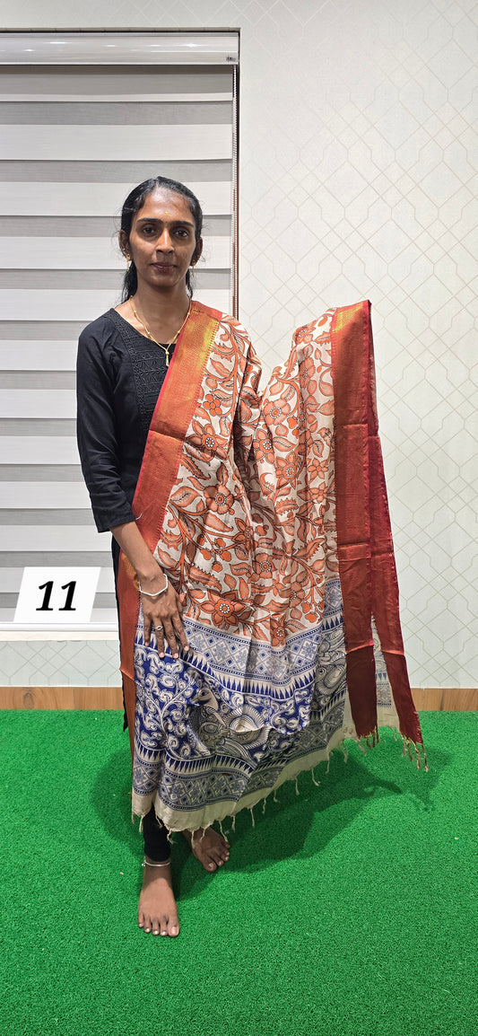 Chennuri Kalamkari Silk Dupatta P11