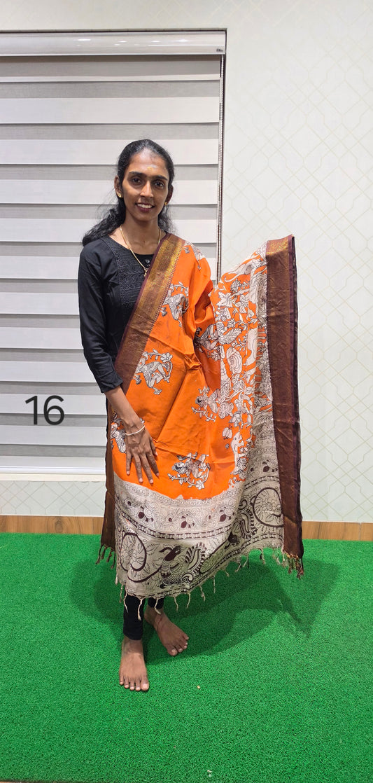Chennuri Kalamkari Silk Dupatta - P16