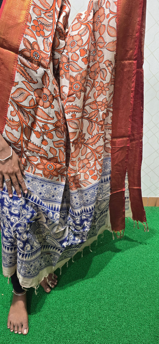 Chennuri Kalamkari Silk Dupatta P11