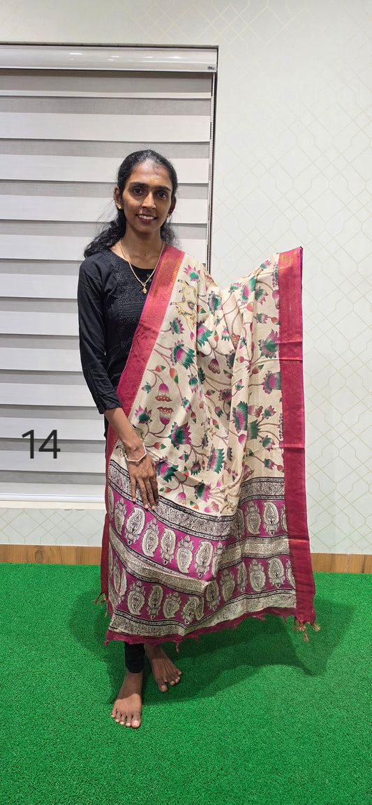 Chennuri Kalamkari Silk Dupatta - P14