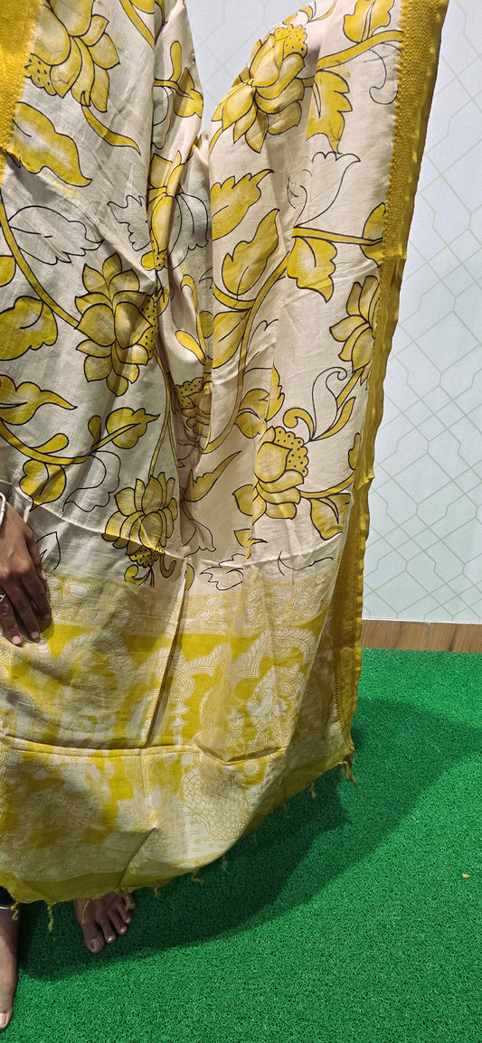Chennuri Kalamkari Silk Dupatta P09