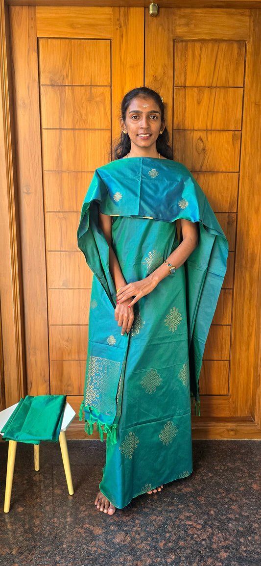 Kolam zari weaved semi silk suits - 04