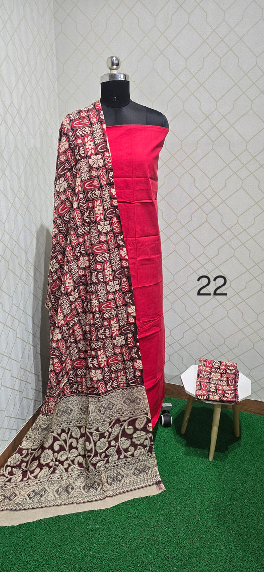 Kalamkari 3 piece Cotton suit - 22
