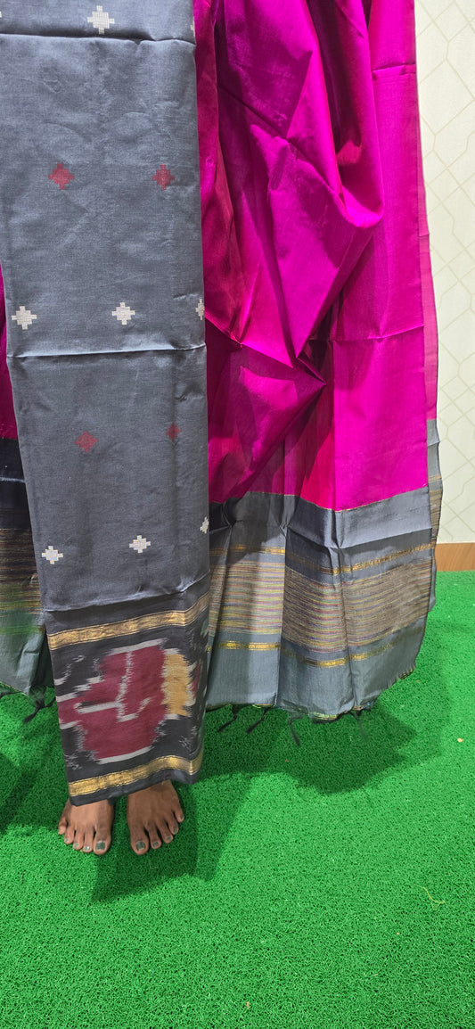 Pochampalli Ikkat Sico with border dupatta - PIS16