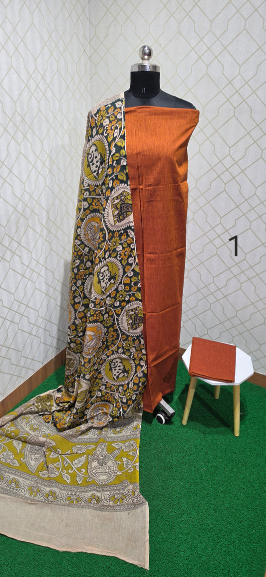 Nagari Special Kalamkari 3 piece Cotton suit - 01