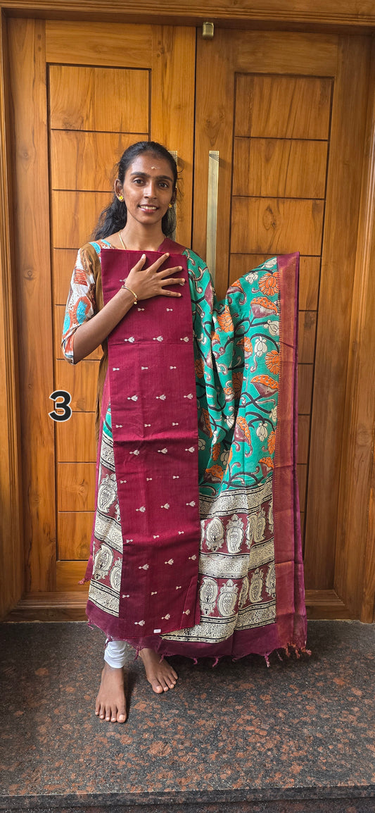 Raw silk with Chennuri silk Dupatta - RC03