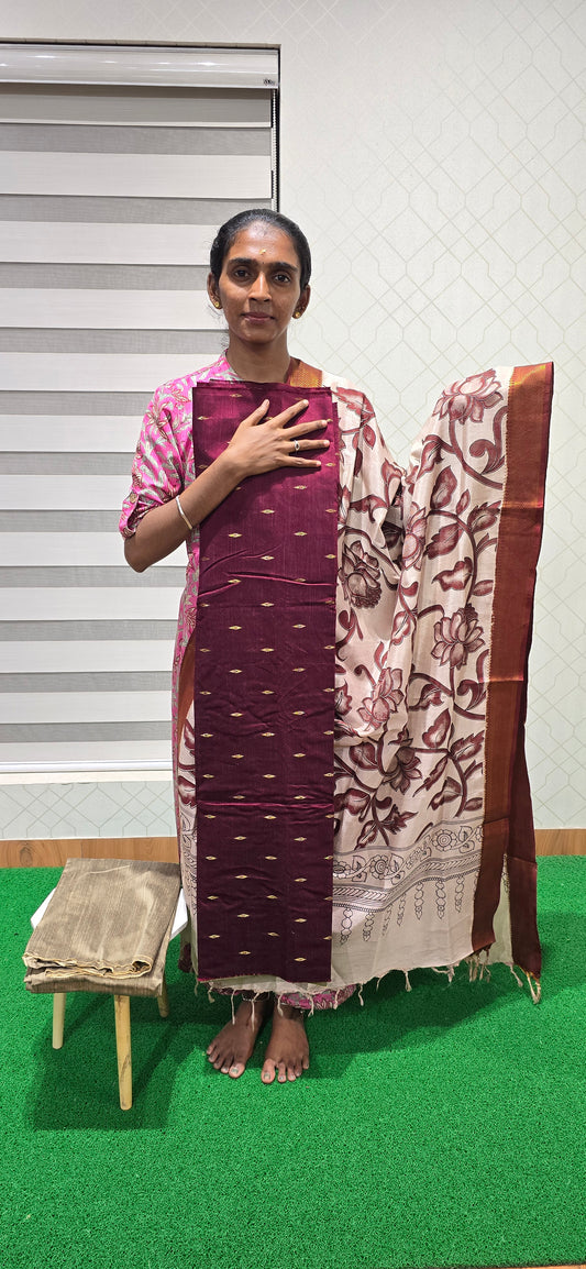 Raw silk with Chennuri silk Dupatta - RC02