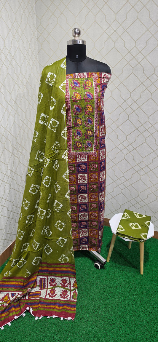 Multi color bathik cotton suit - 01