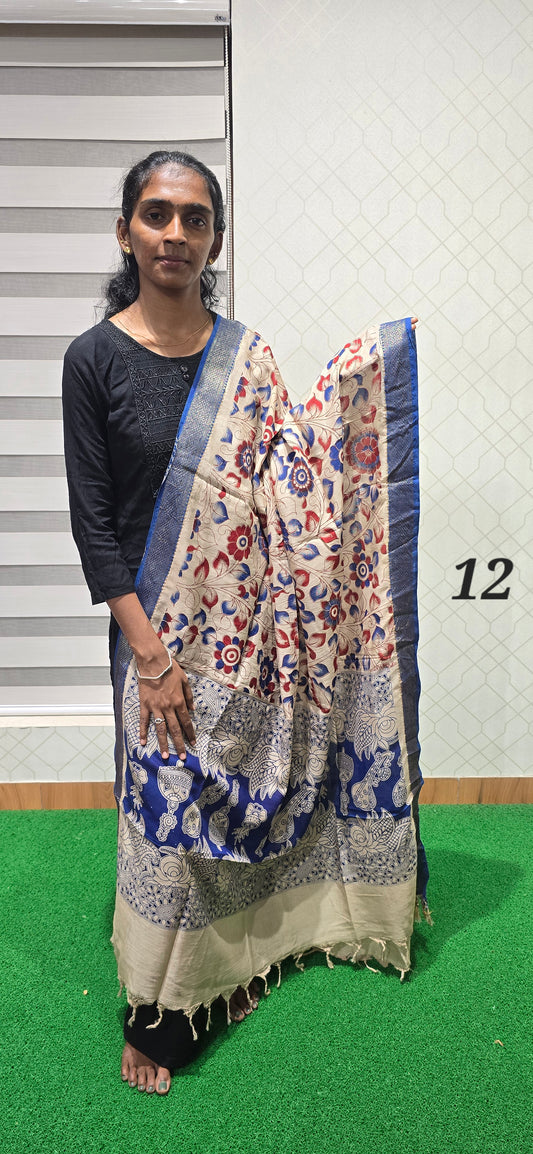 Chennuri Kalamkari Silk Dupatta - P12