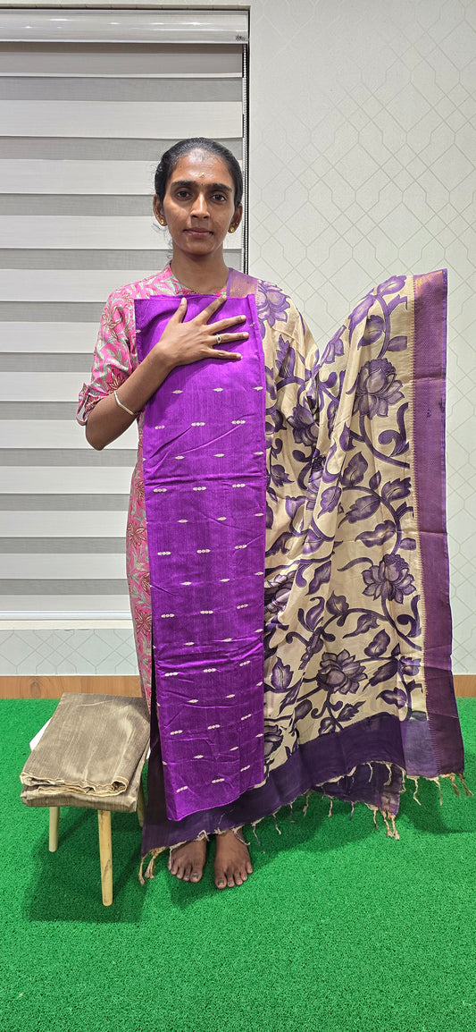 Raw silk with Chennuri silk Dupatta - RC04
