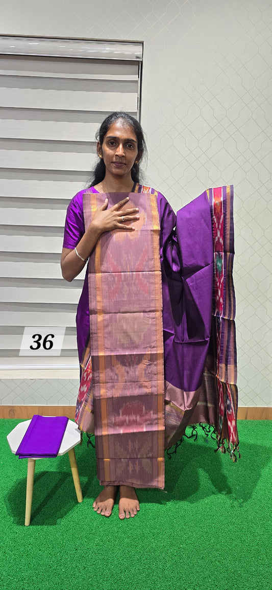 Pochampalli Ikkat Sico with border dupatta - PIS36