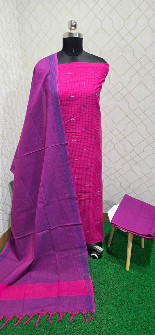 Checks Handloom Cotton Suits - 03